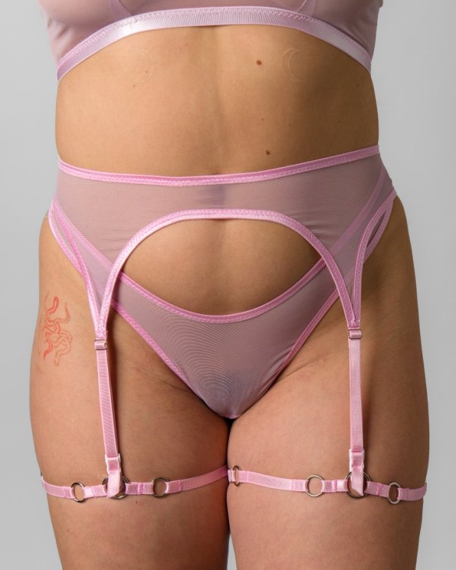 Pink Suspender Belt - Velikost: Na míru